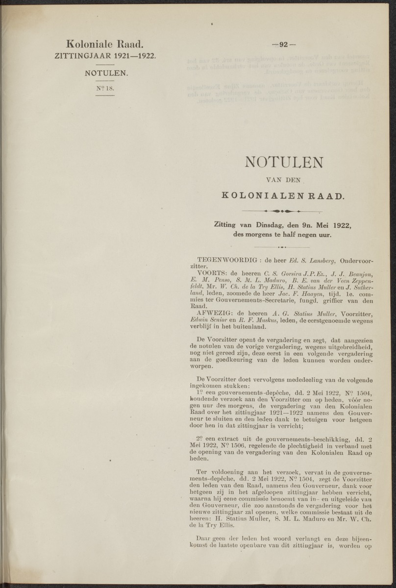 Notulen der zittingen - 