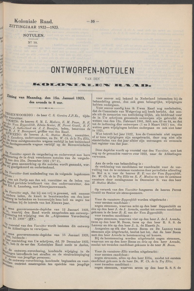 Notulen der zittingen - 