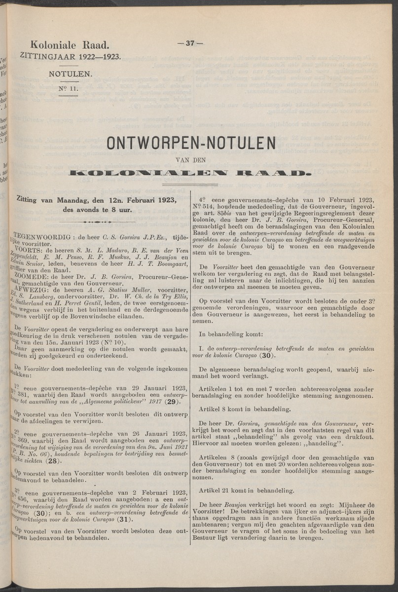 Notulen der zittingen - 