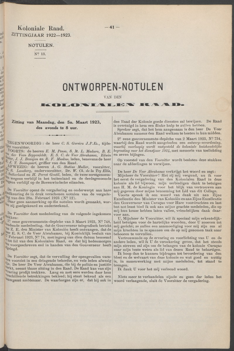 Notulen der zittingen - 