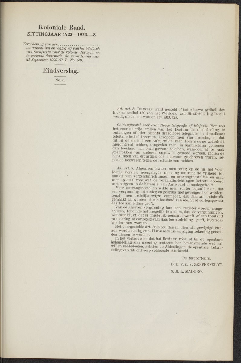 Notulen der zittingen - 