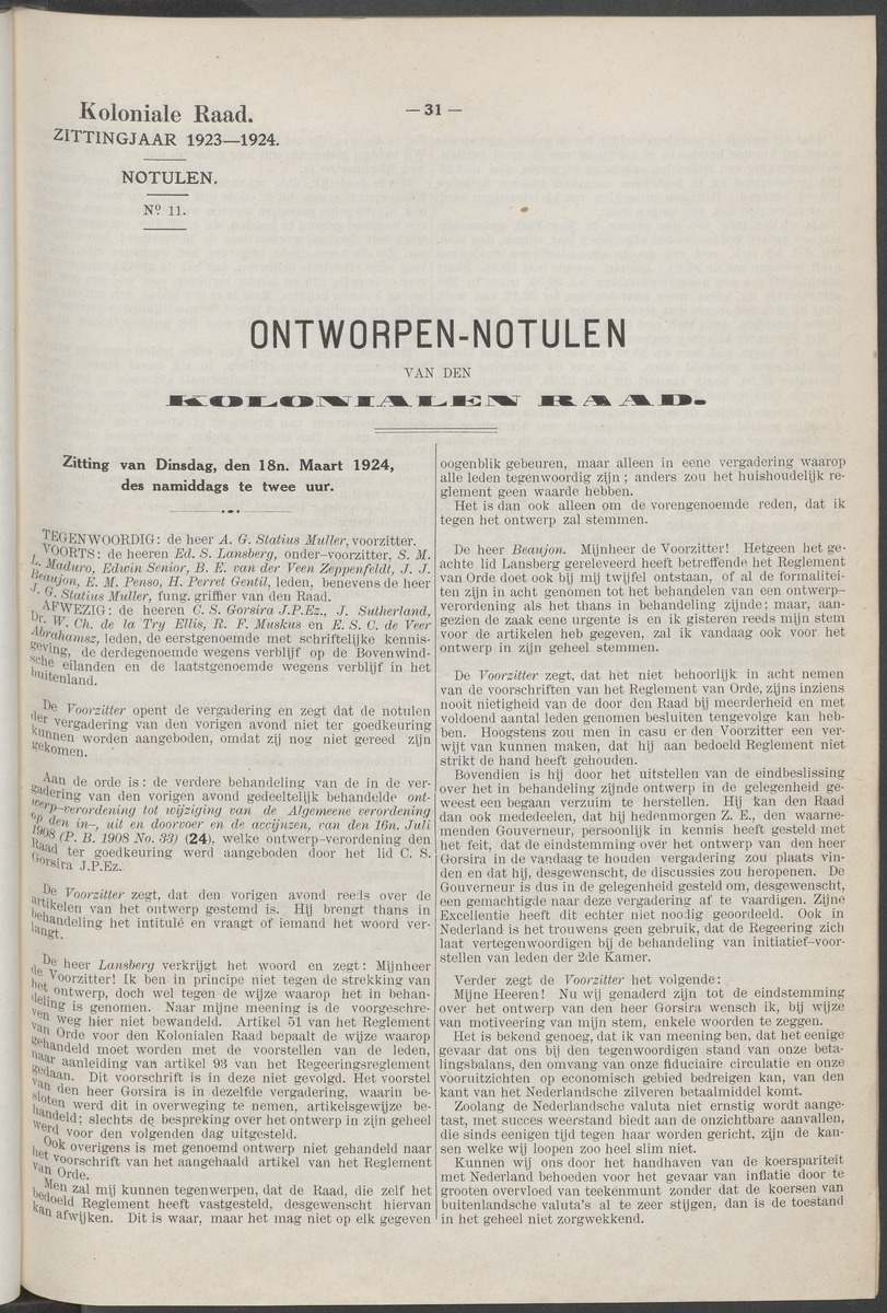 Notulen der zittingen - 
