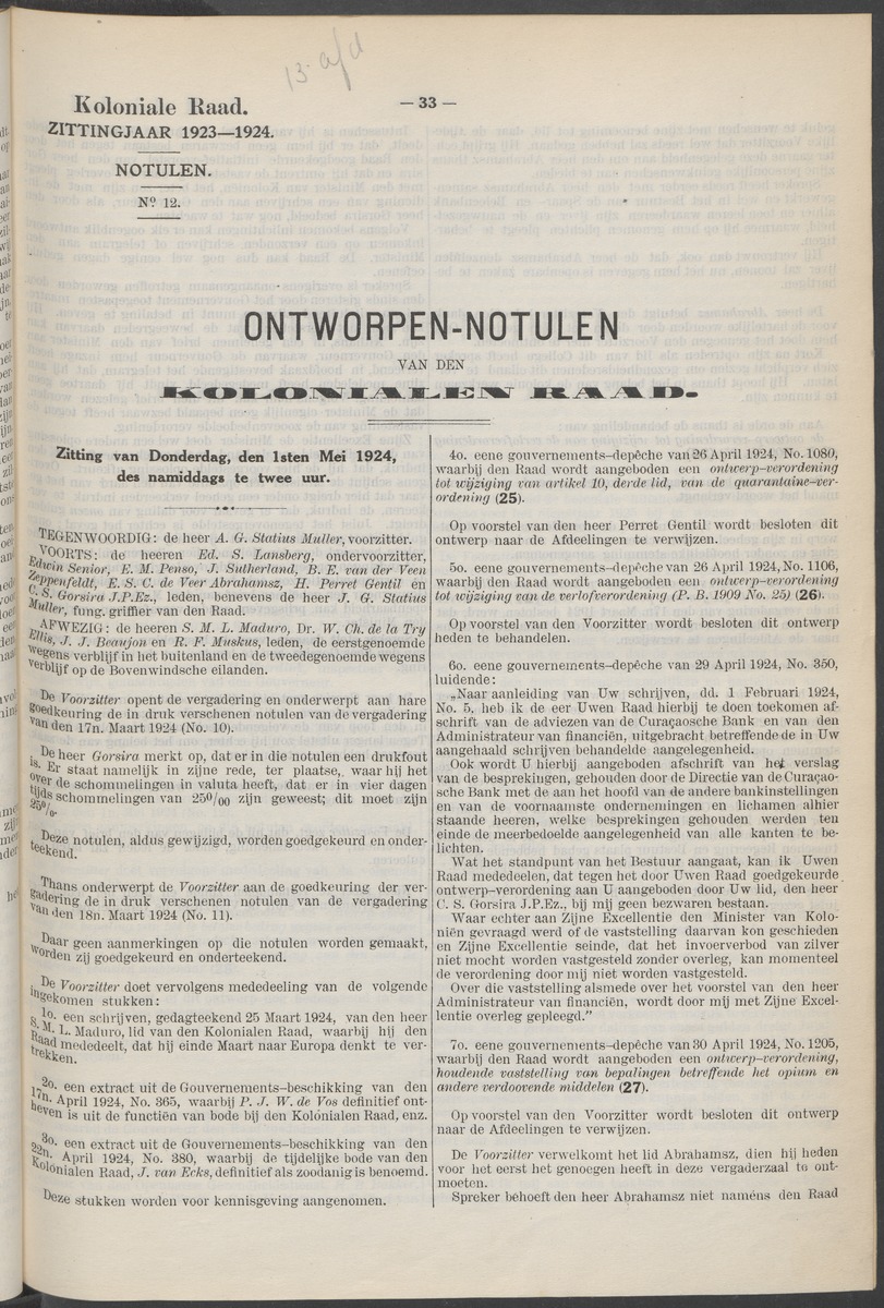 Notulen der zittingen - 