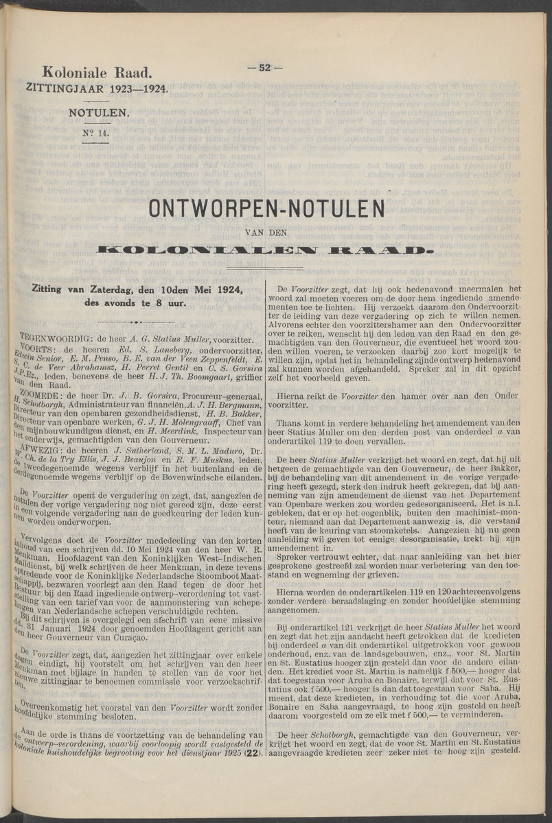 Notulen der zittingen - 