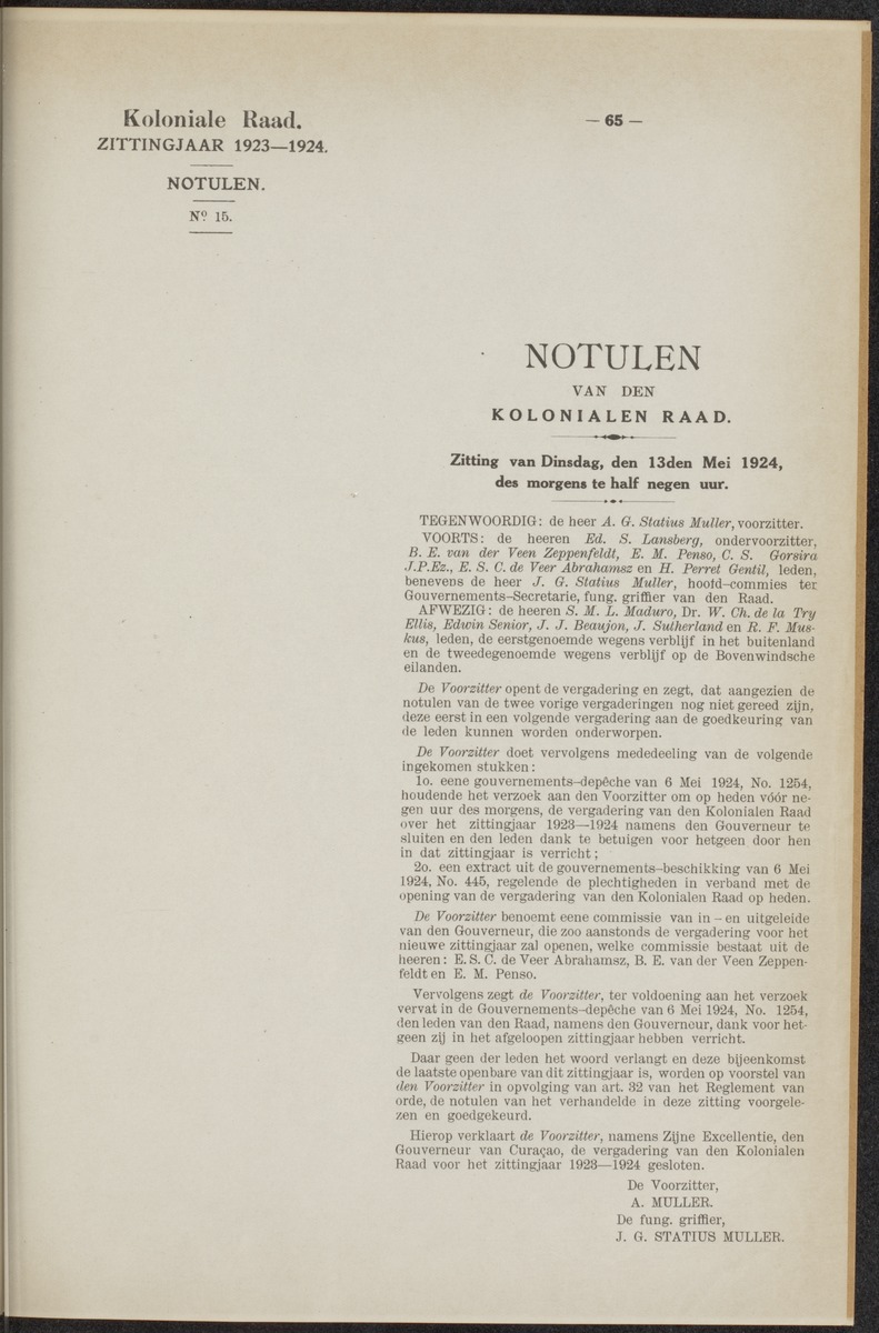 Notulen der zittingen - 
