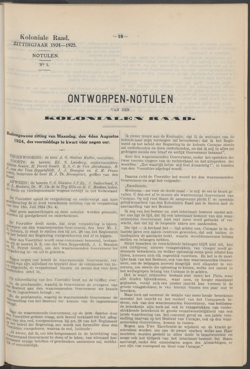 Notulen der zittingen - 
