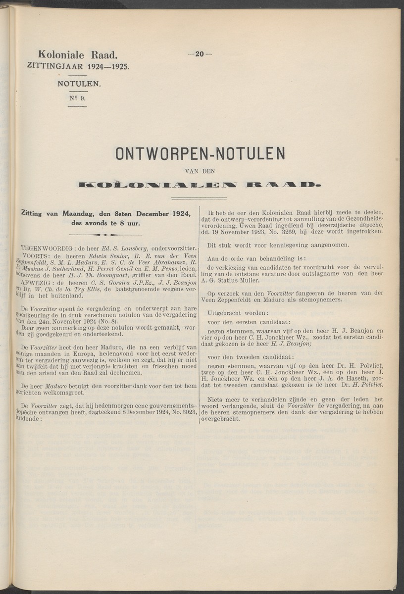 Notulen der zittingen - 