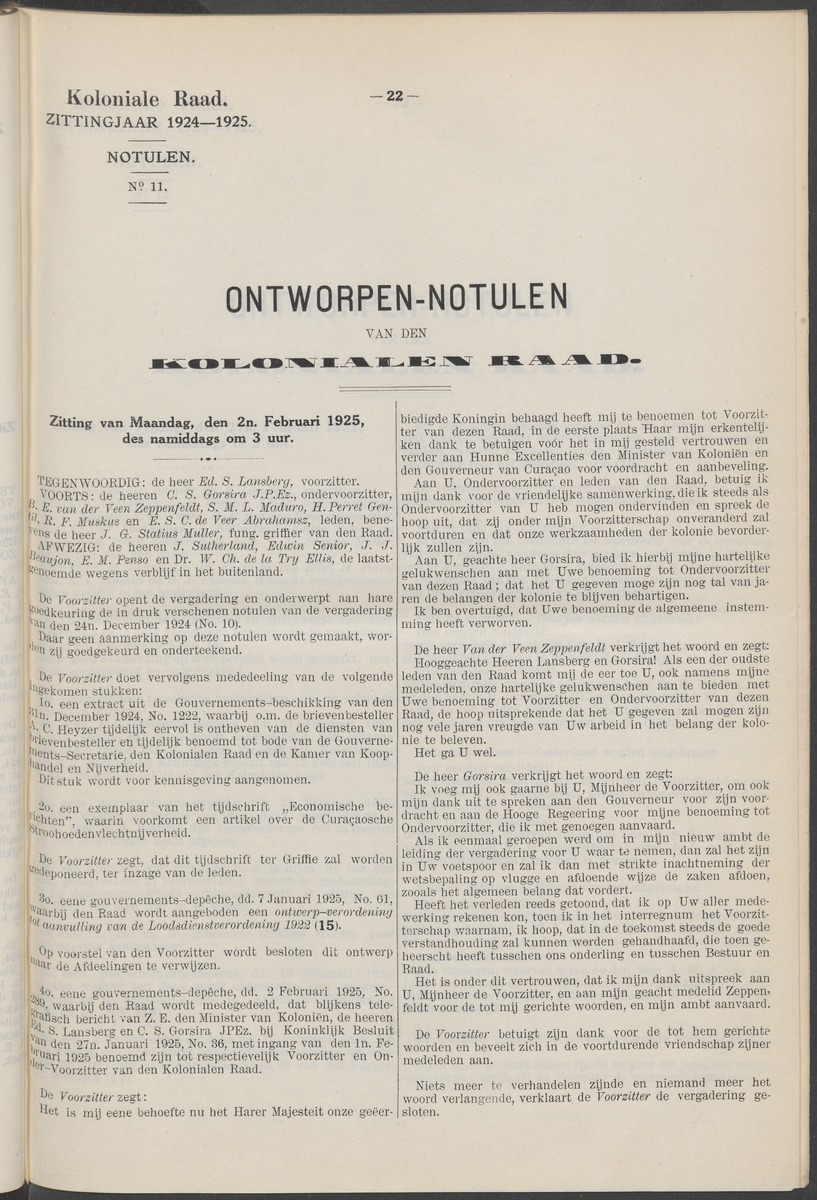Notulen der zittingen - 