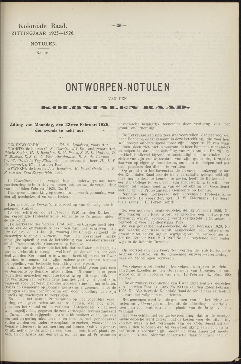 Notulen der zittingen - 