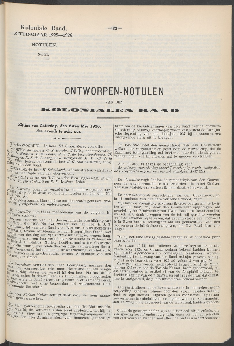 Notulen der zittingen - 