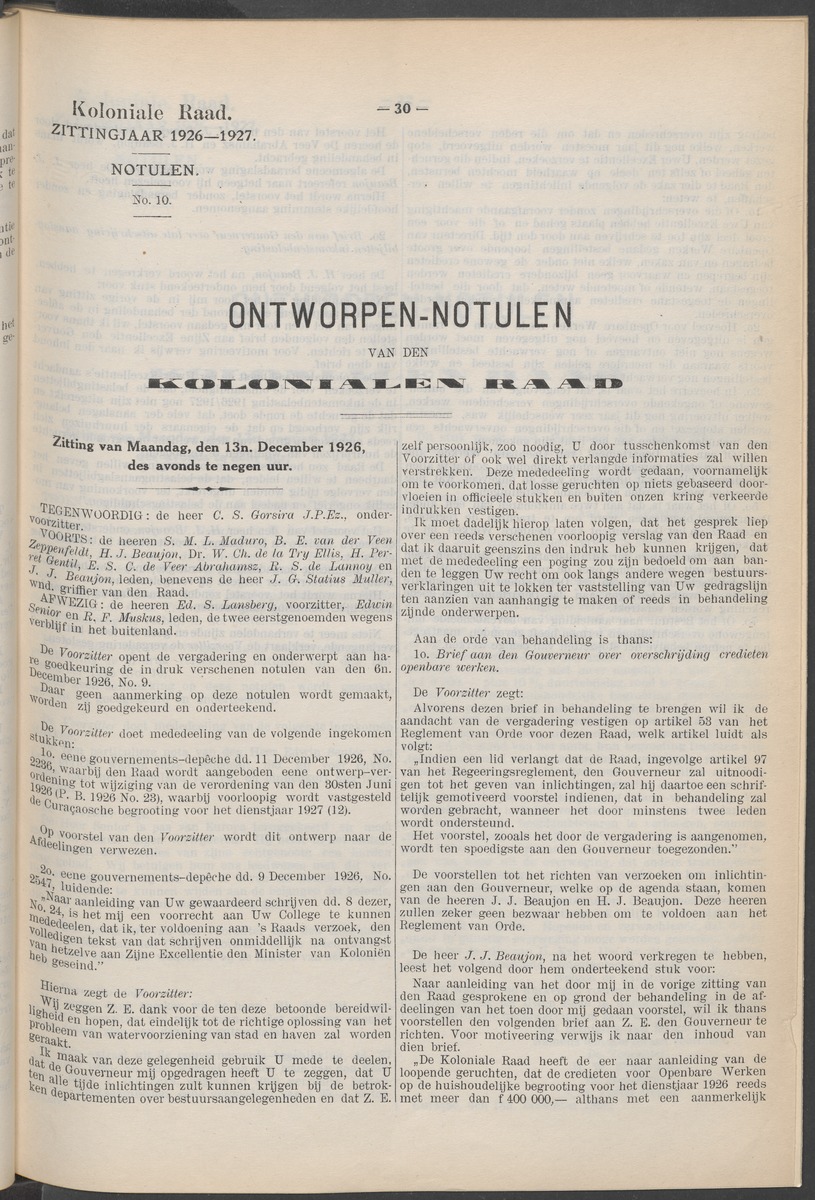 Notulen der zittingen - 