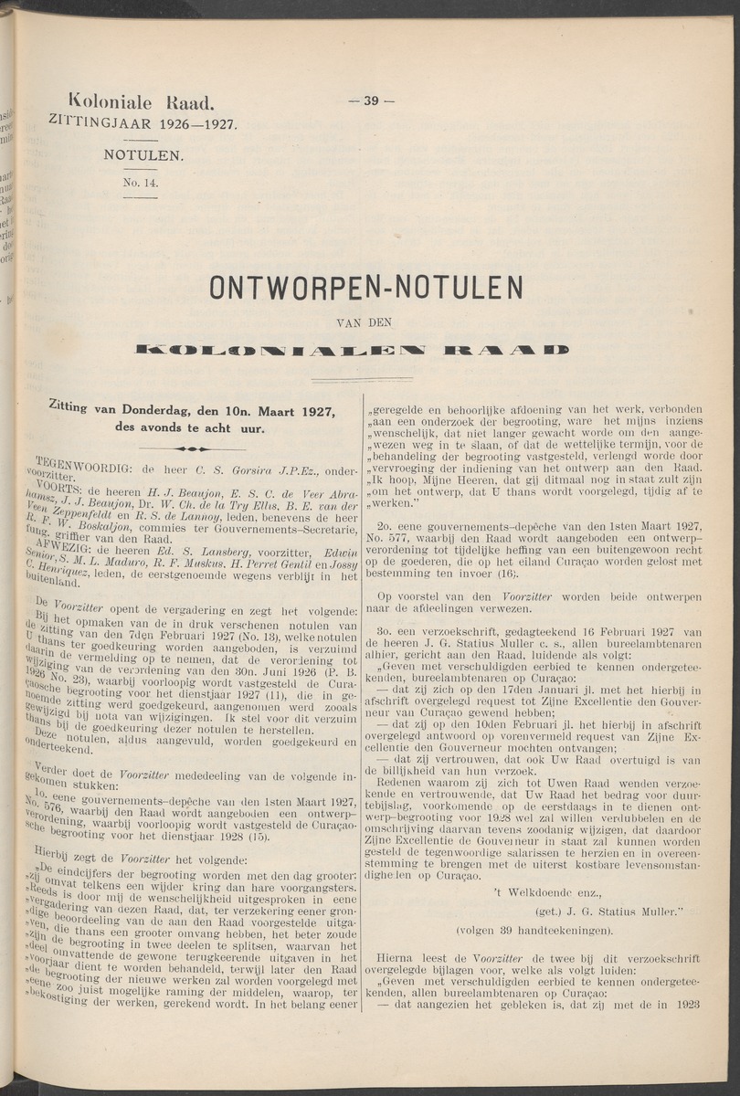 Notulen der zittingen - 