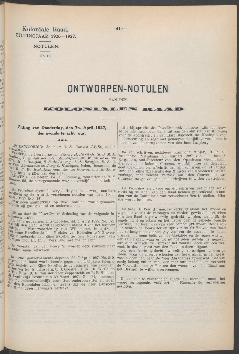 Notulen der zittingen - 