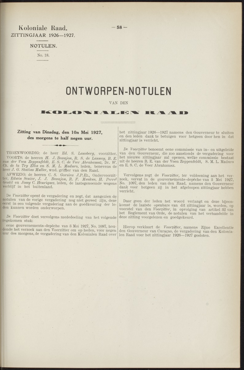 Notulen der zittingen - 