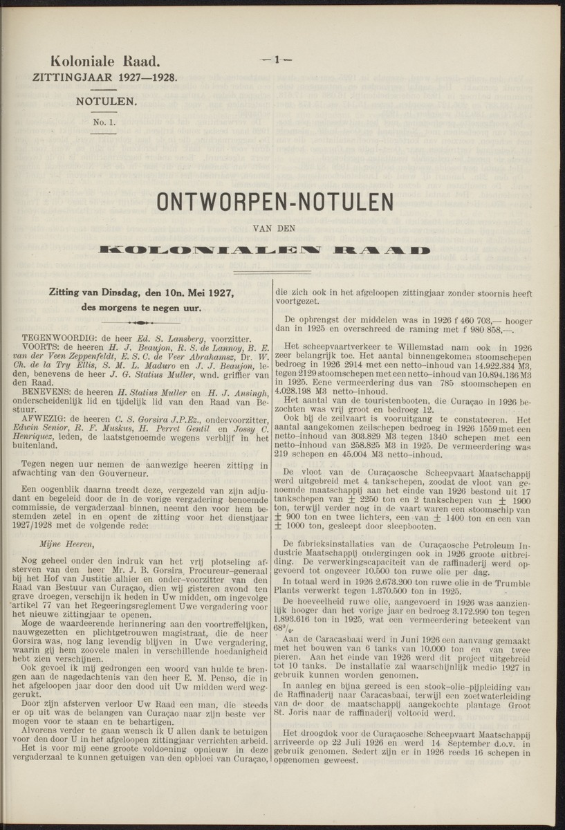 Notulen der zittingen - 