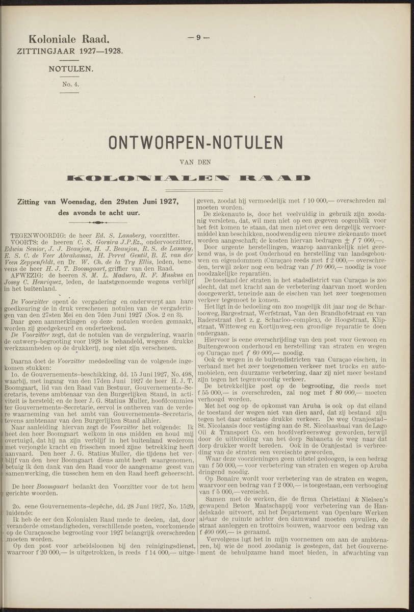 Notulen der zittingen - 