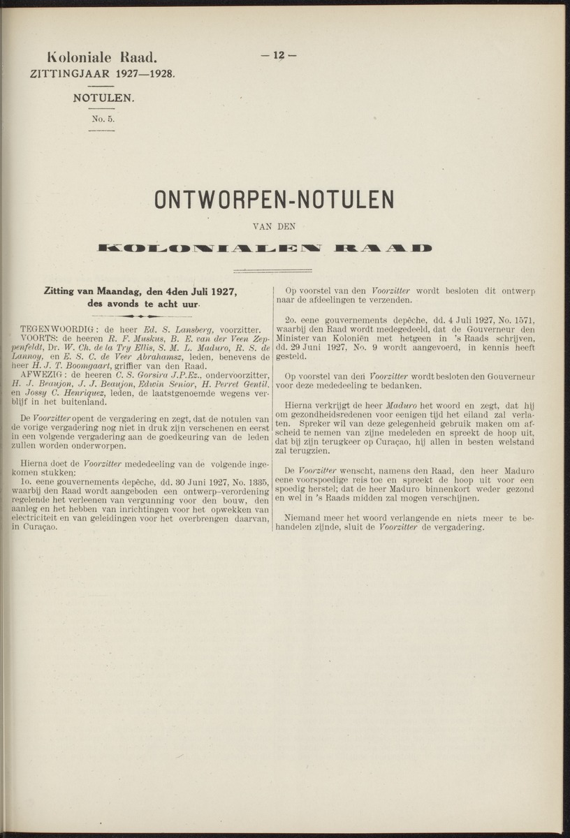 Notulen der zittingen - 