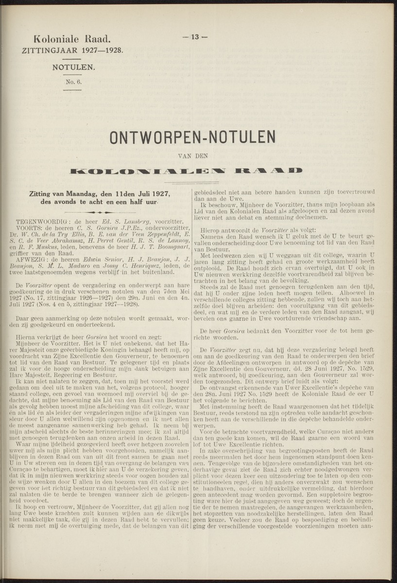 Notulen der zittingen - 