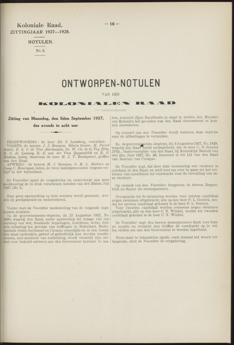 Notulen der zittingen - 