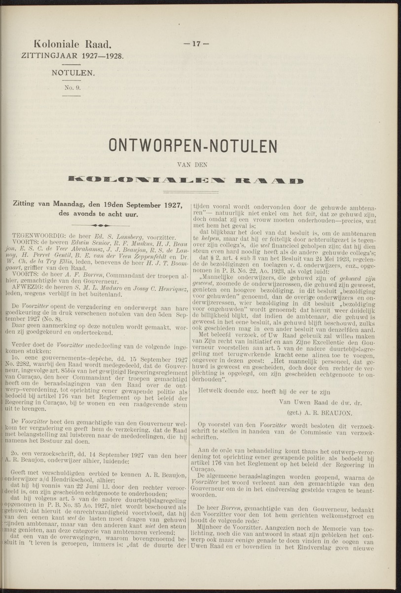 Notulen der zittingen - 