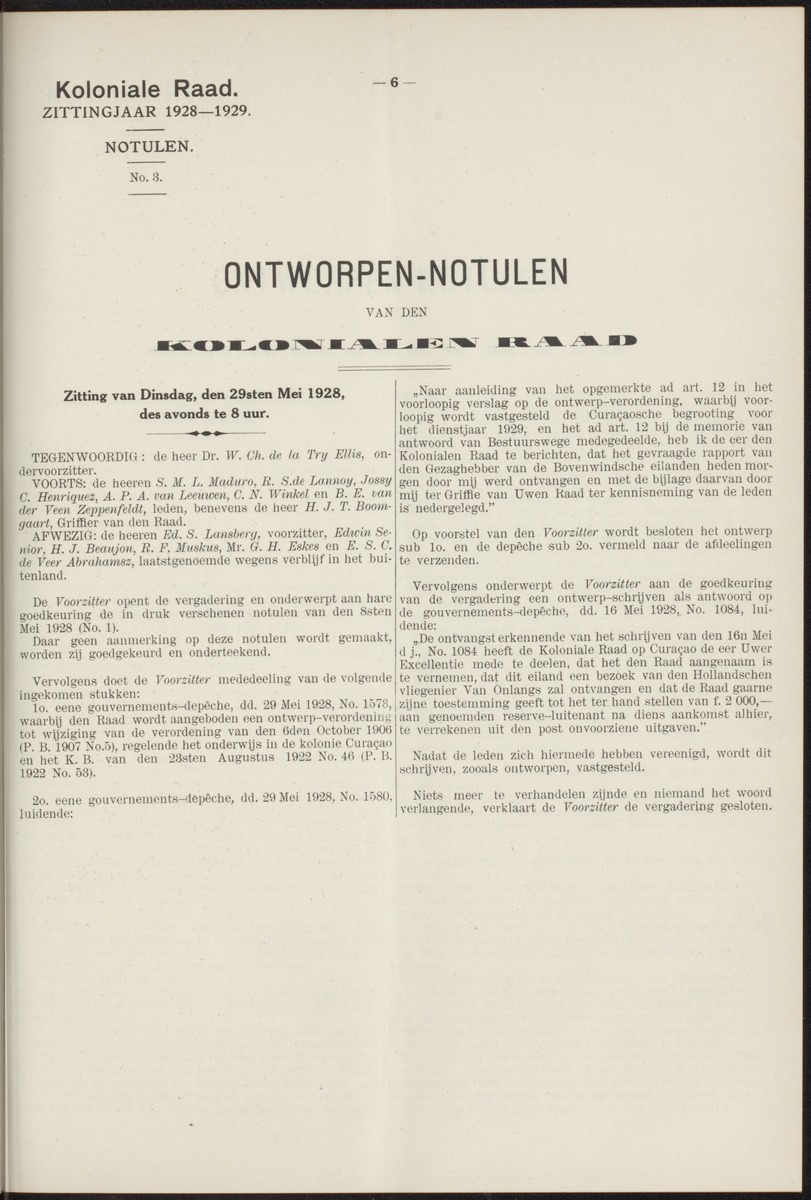 Notulen der zittingen - 
