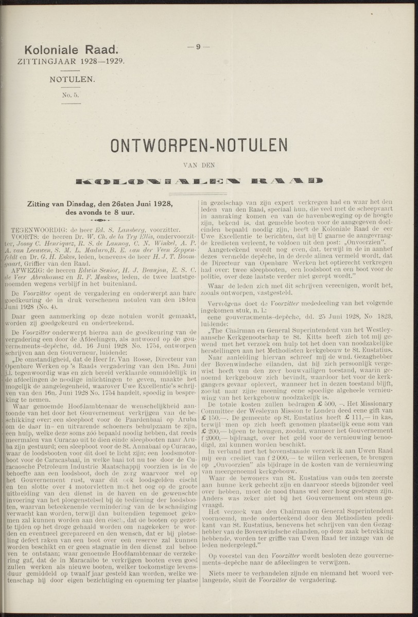 Notulen der zittingen - 