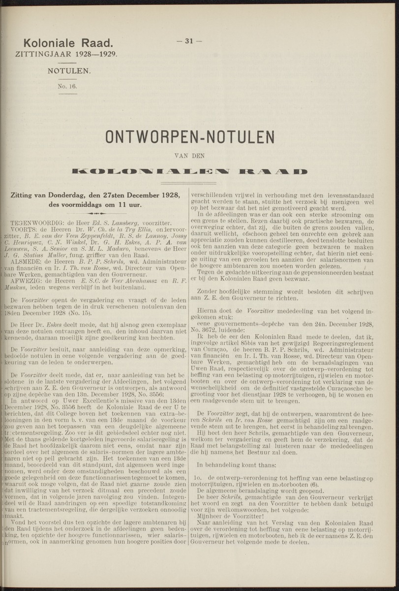 Notulen der zittingen - 