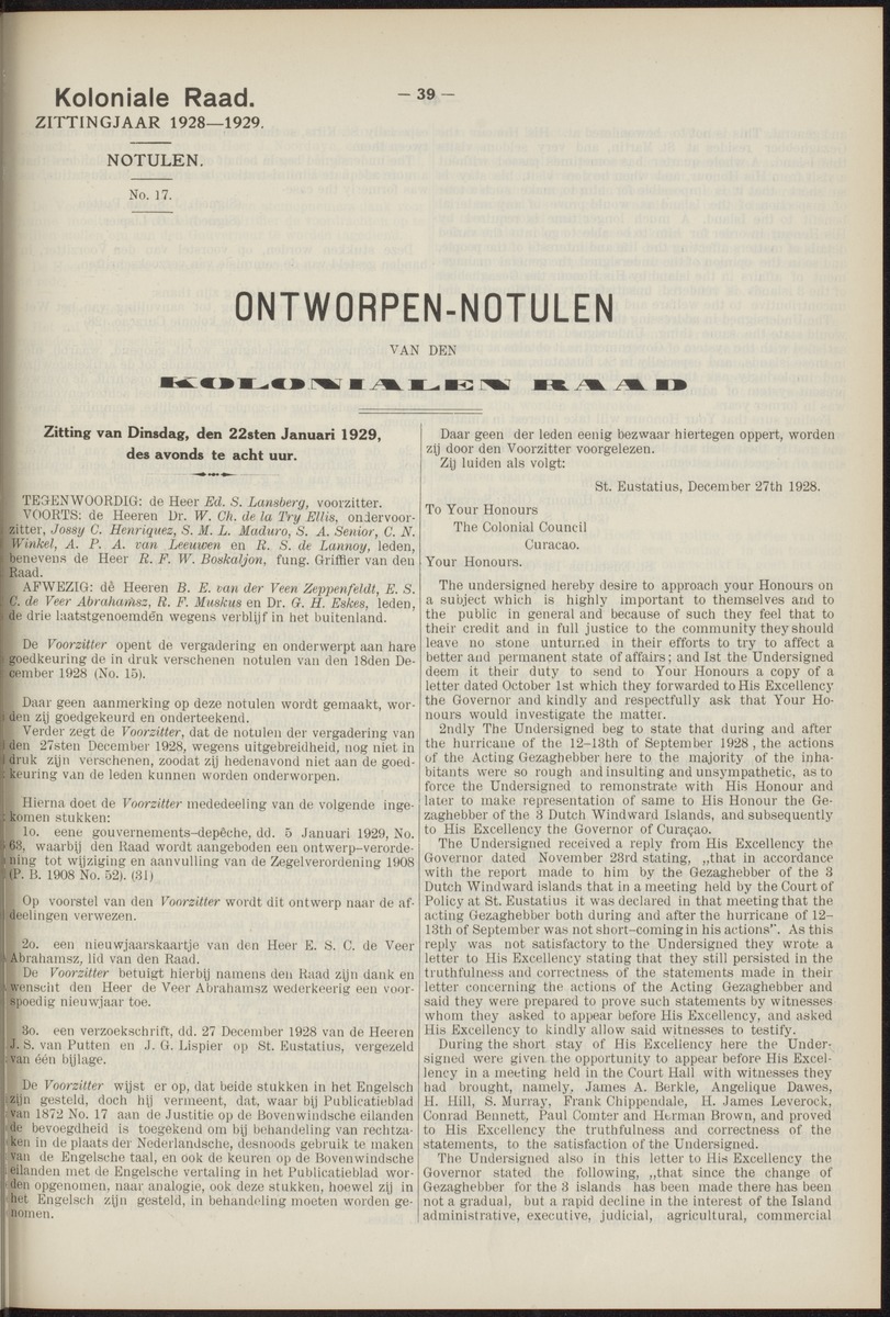 Notulen der zittingen - 