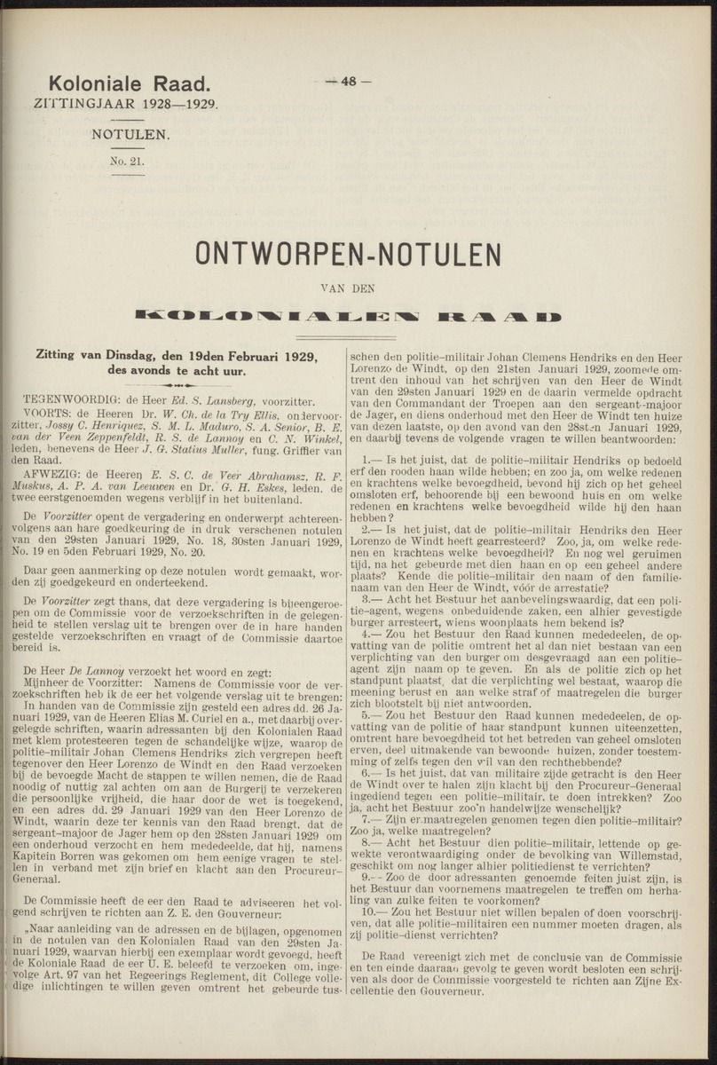 Notulen der zittingen - 