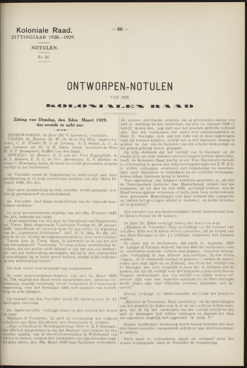 Notulen der zittingen - 