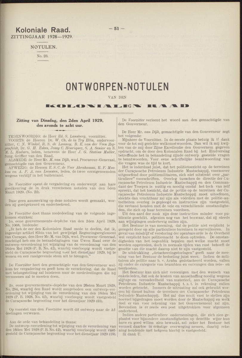 Notulen der zittingen - 