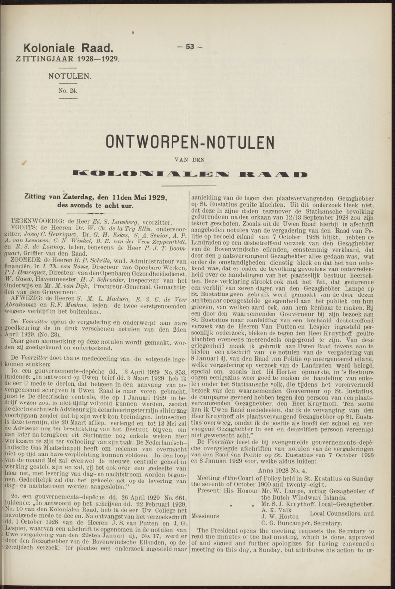 Notulen der zittingen - 