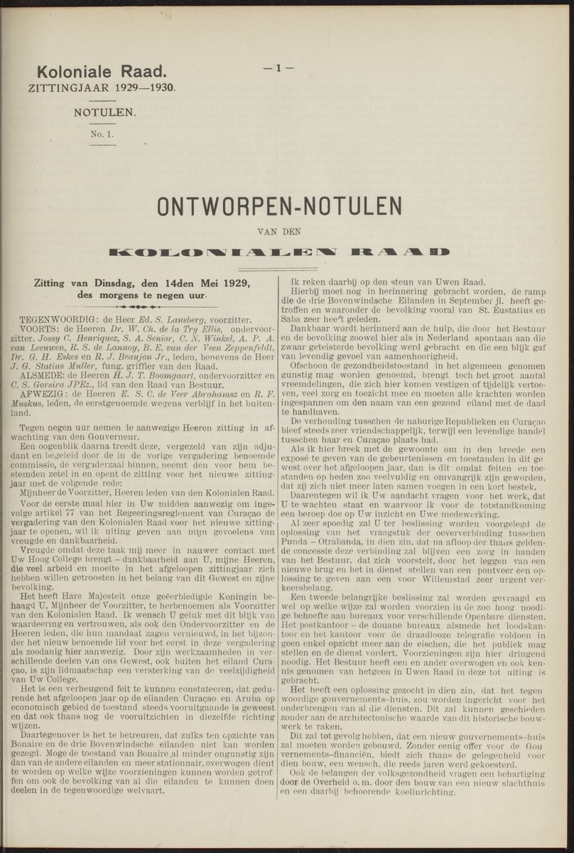 Notulen der zittingen - 