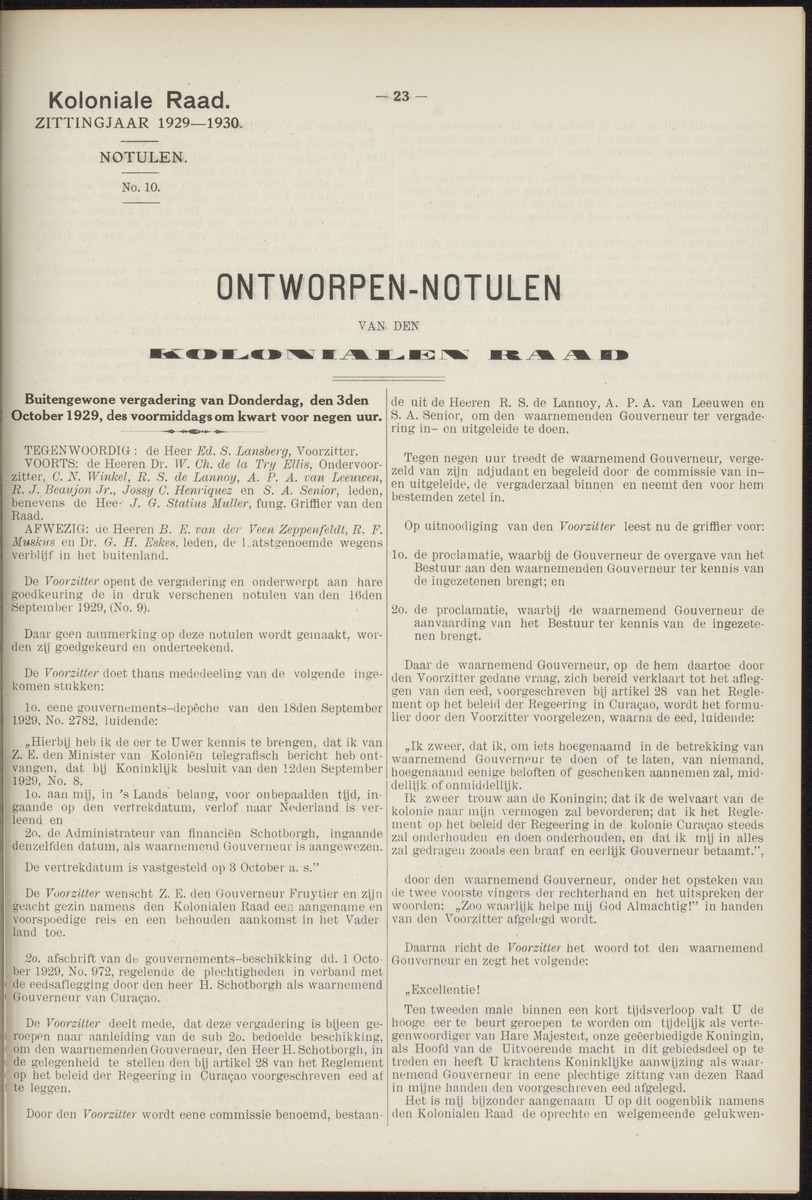 Notulen der zittingen - 