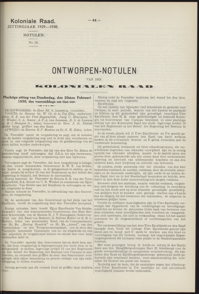 Notulen der zittingen - 