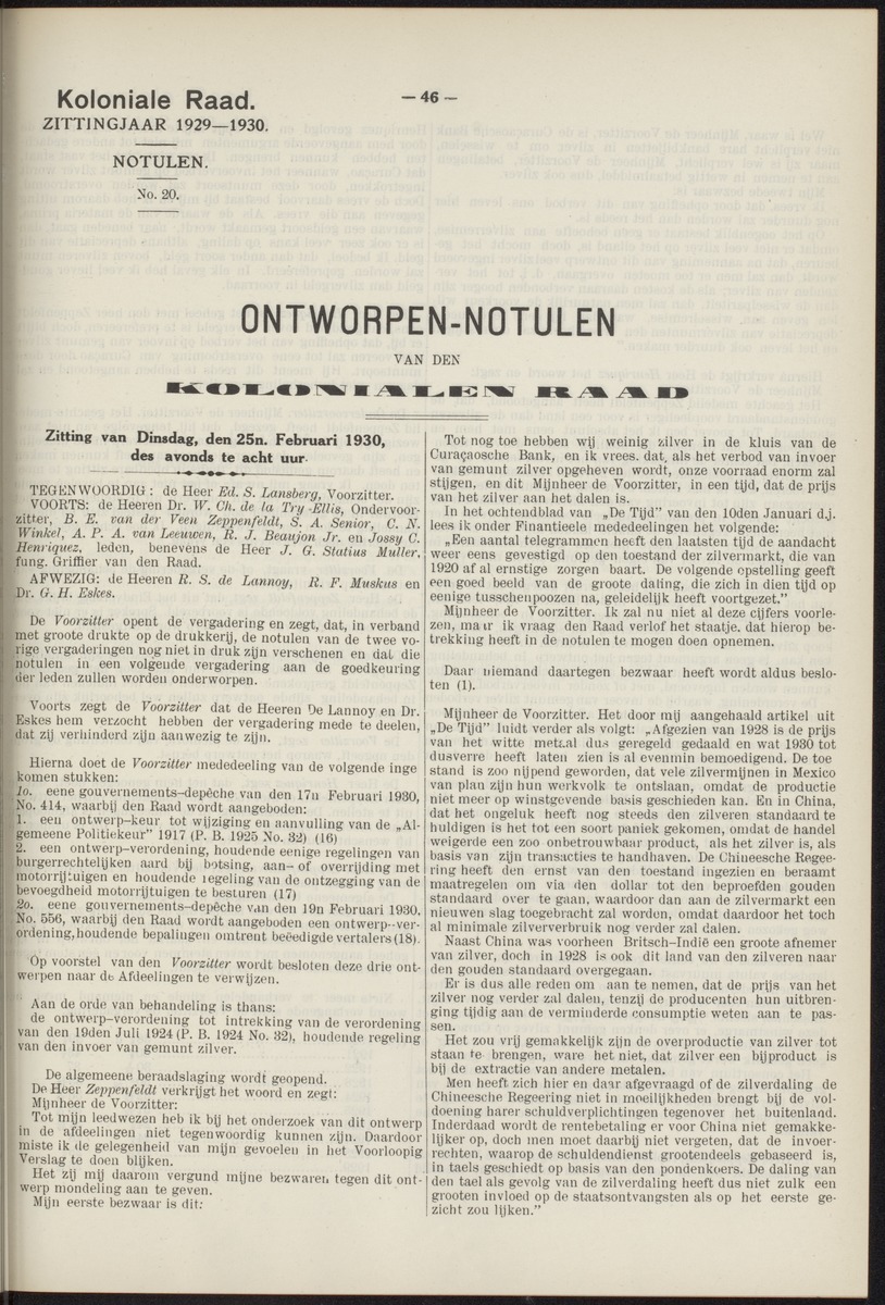 Notulen der zittingen - 