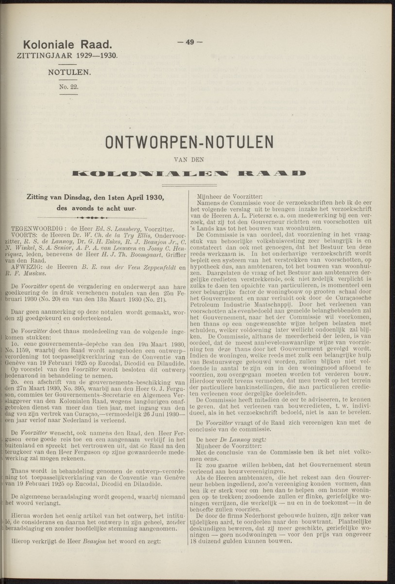Notulen der zittingen - 