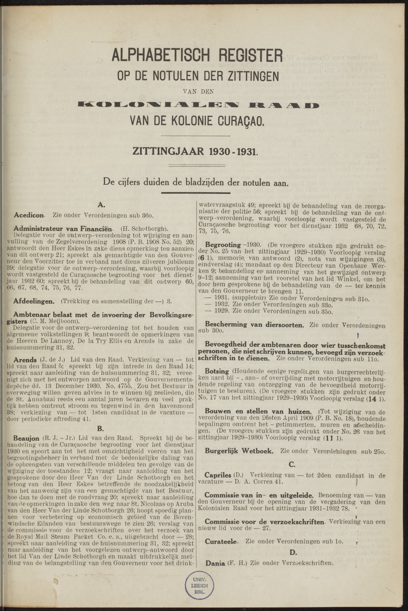 Notulen der zittingen - 