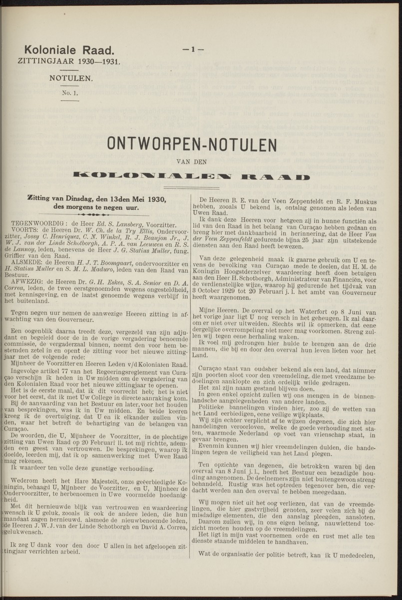 Notulen der zittingen - 