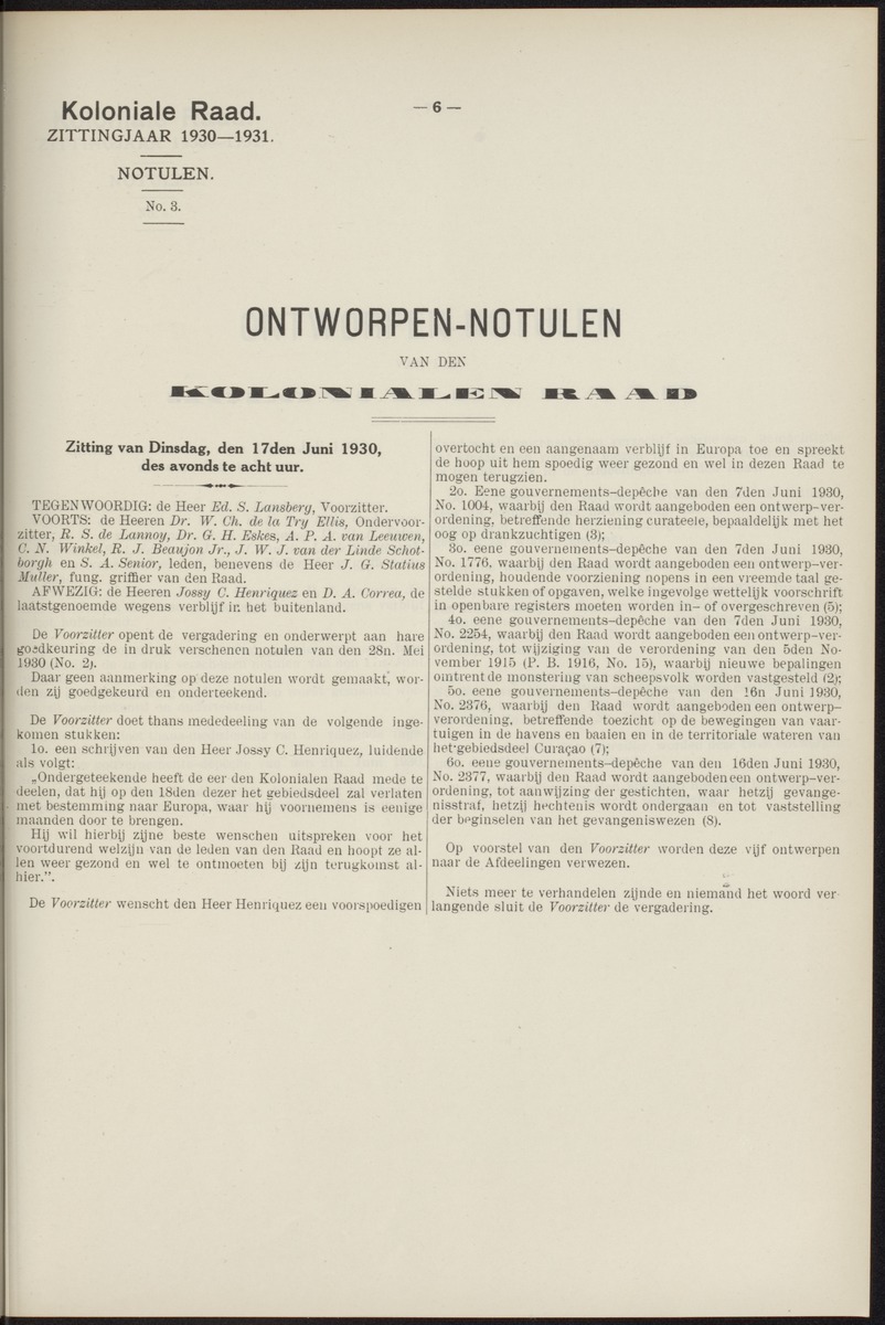 Notulen der zittingen - 