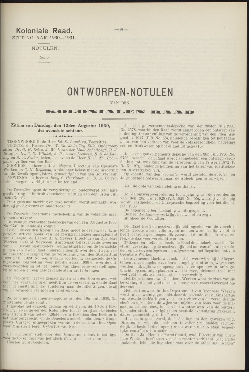 Notulen der zittingen - 