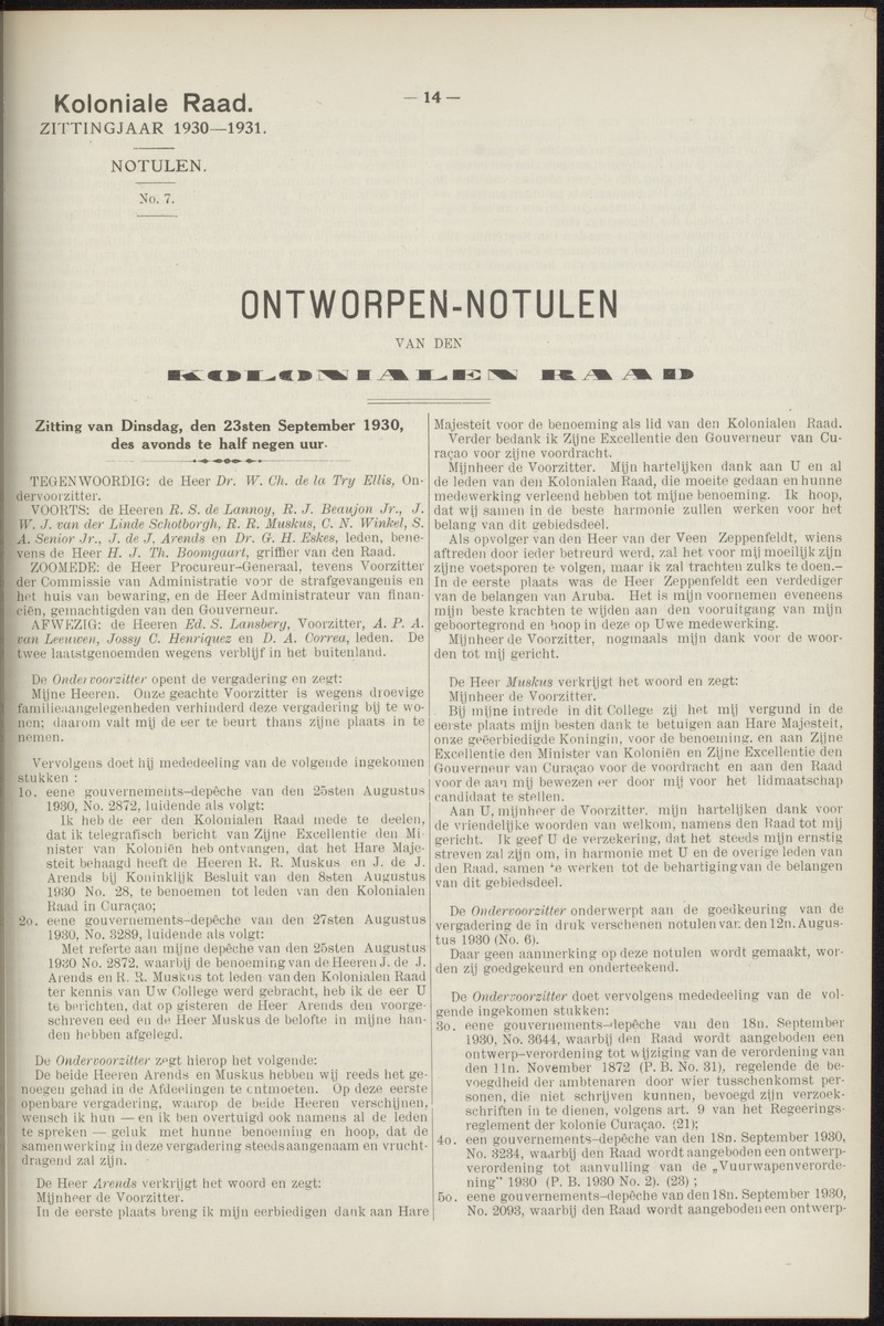 Notulen der zittingen - 