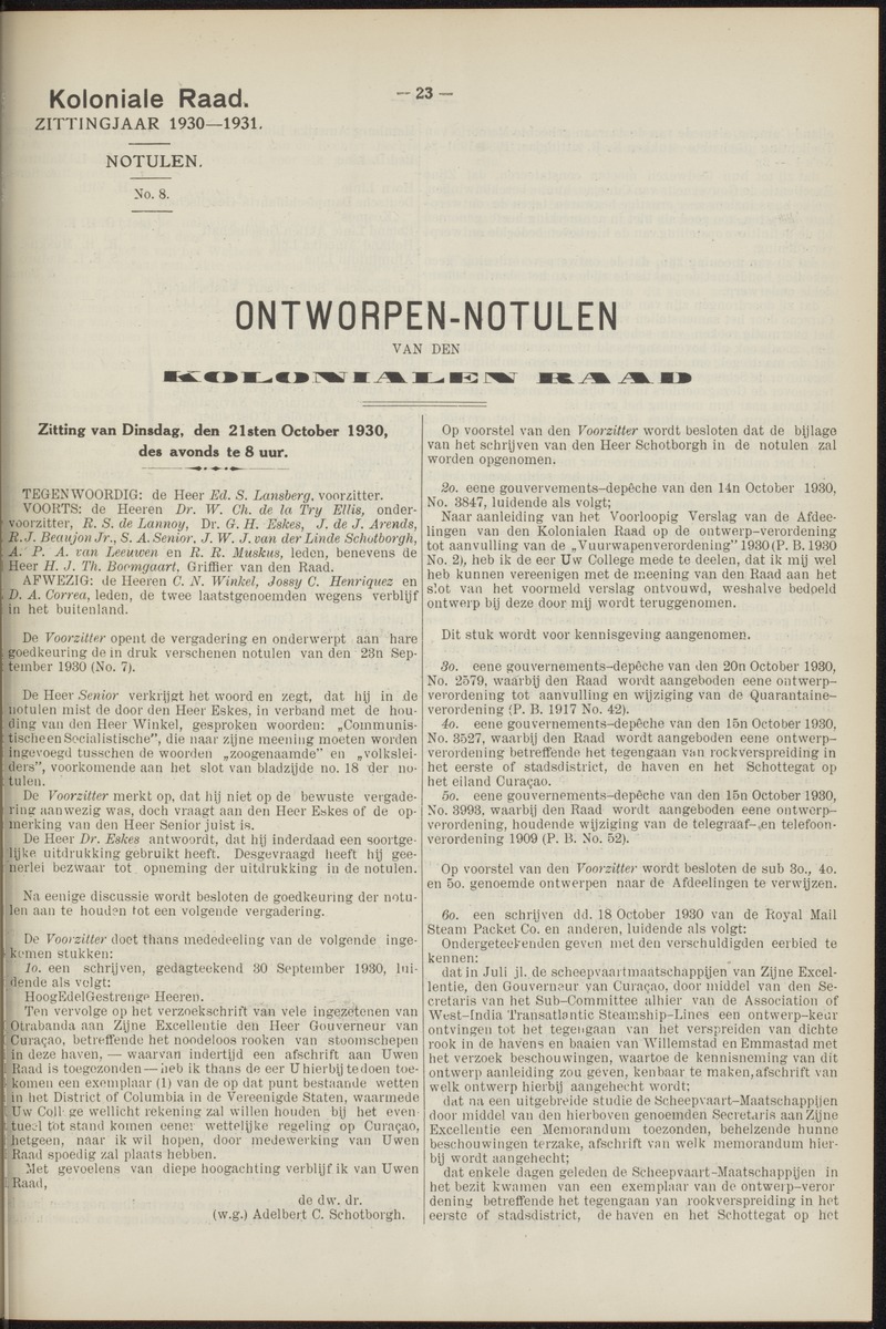 Notulen der zittingen - 