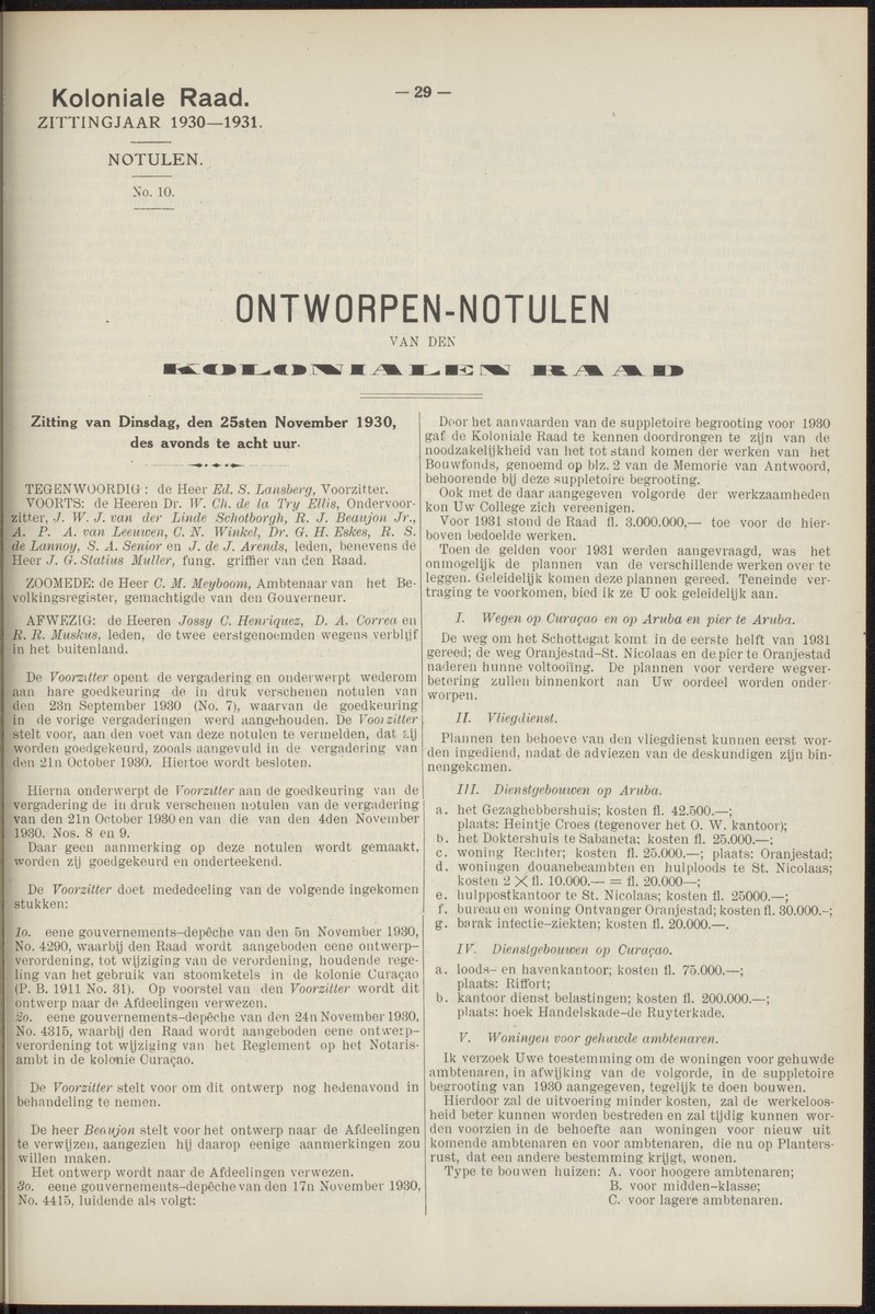 Notulen der zittingen - 