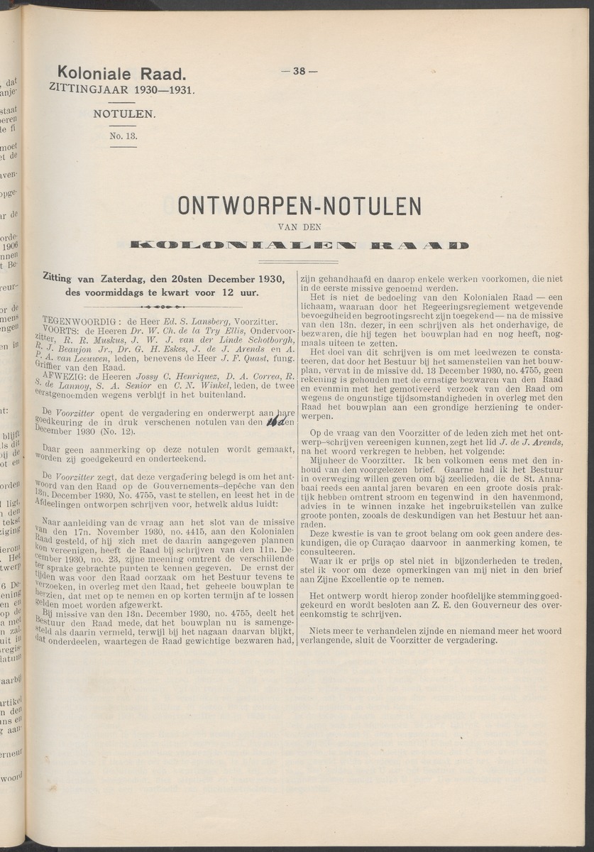 Notulen der zittingen - 