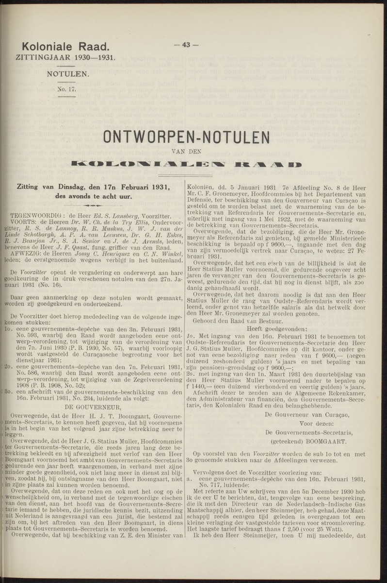 Notulen der zittingen - 