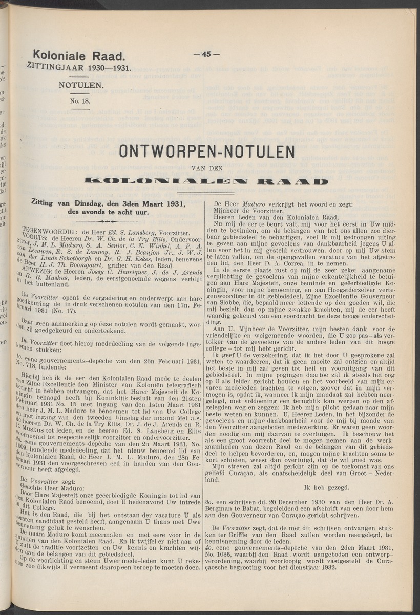 Notulen der zittingen - 