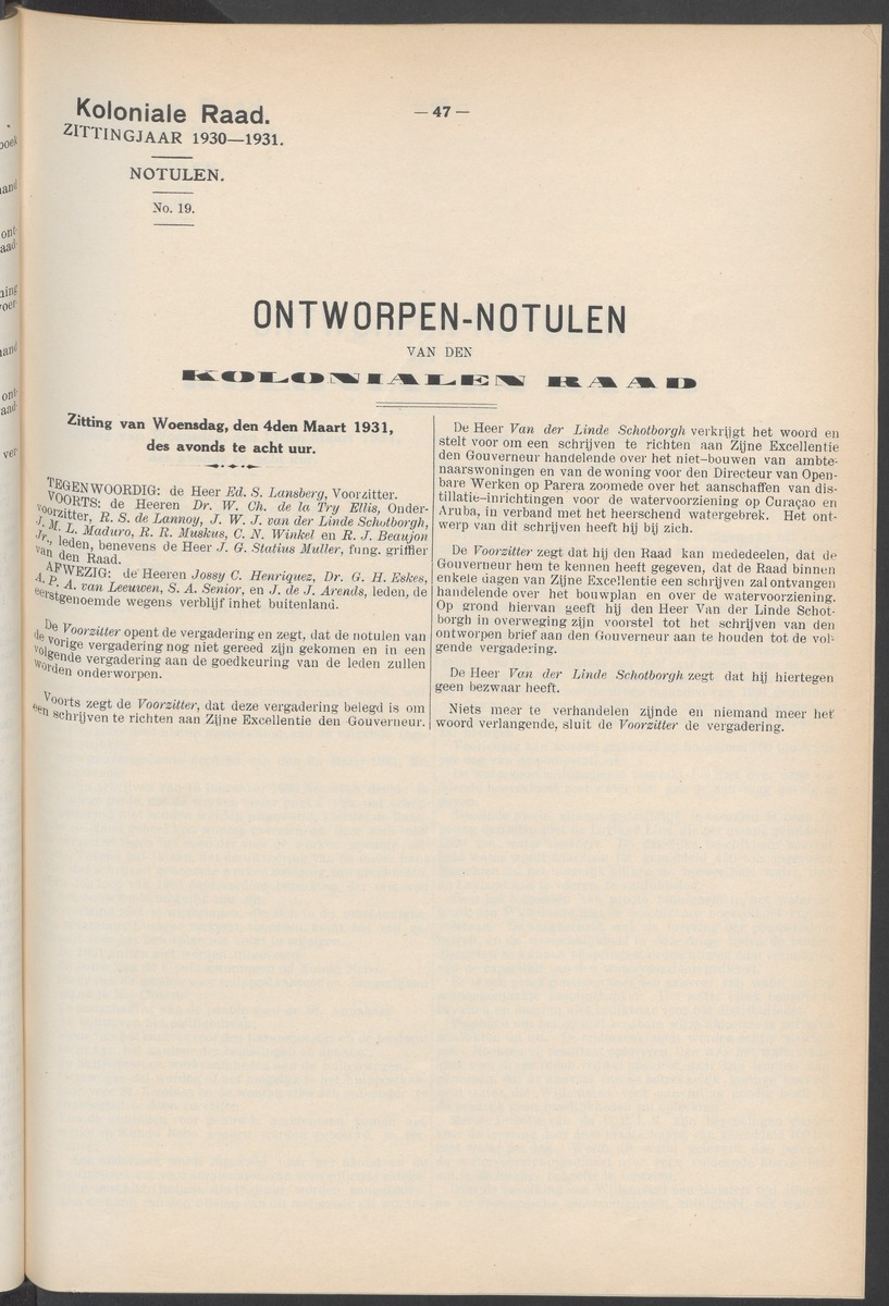 Notulen der zittingen - 