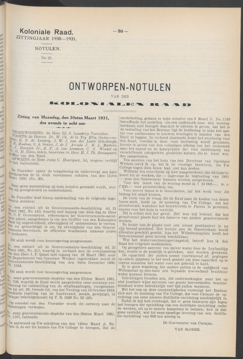 Notulen der zittingen - 