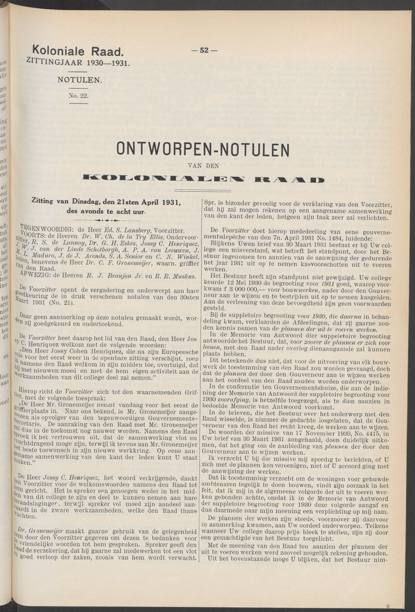 Notulen der zittingen - 